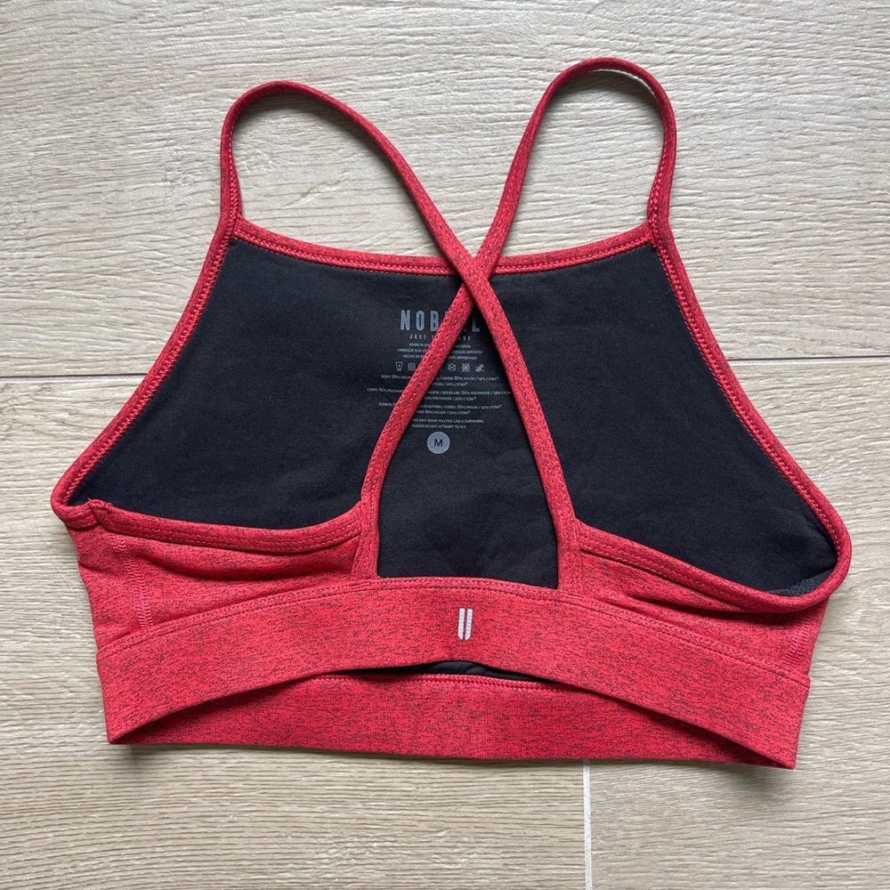 NOBULL Red Heather Sports Bra & Shorts Matching Set - Picture 3 of 5